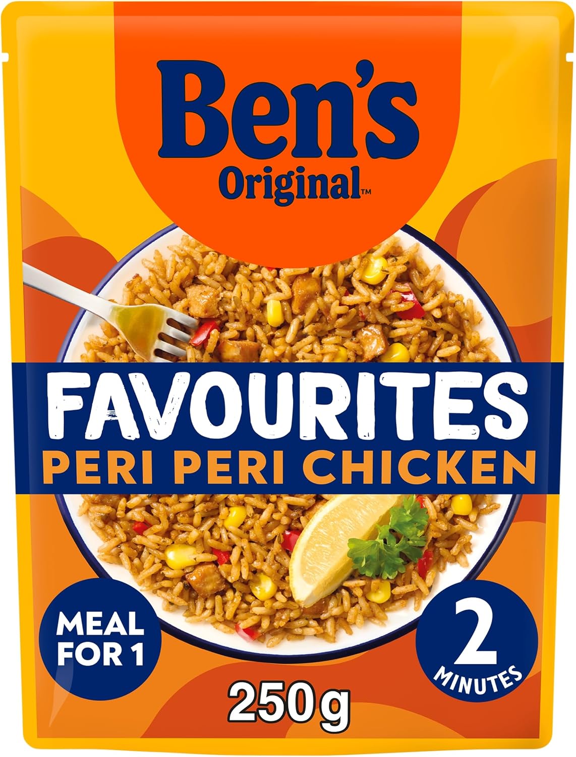 Ben's Original Favourites Peri Peri Chicken and Vegetable ready in 2 minutes Microwave Rice Meal serves 1 Pouch 250g