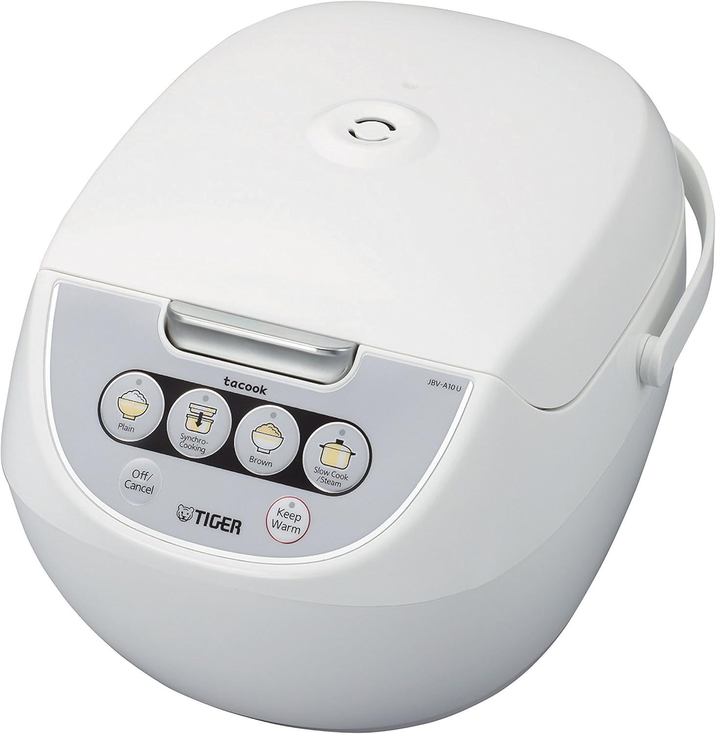 TIGER JBV-A10U 5.5-Cup (Uncooked) Micom Rice Cooker and Warmer with Tacook Food Steamer Cooking Tray Technology, White