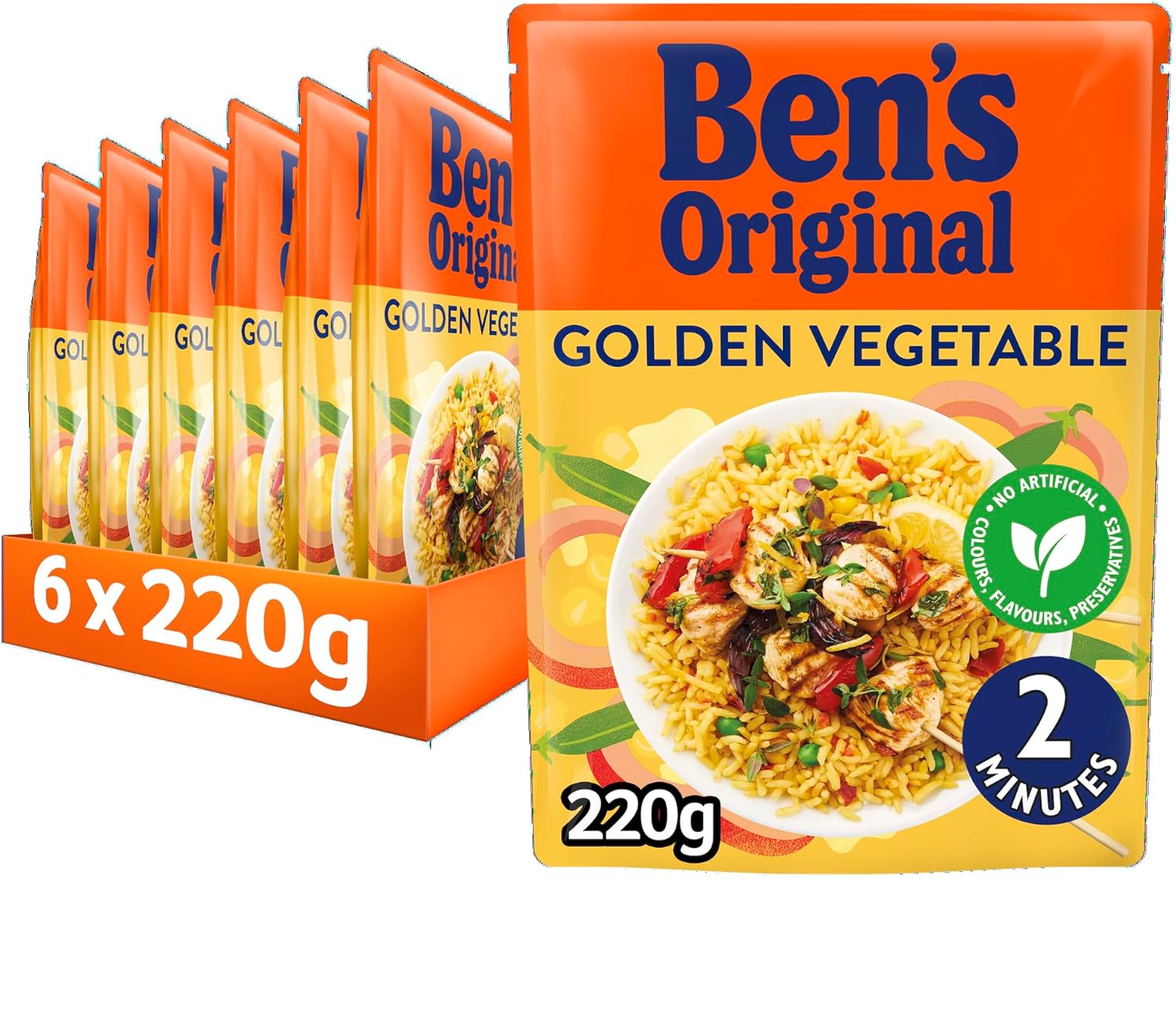 BEN'S ORIGINAL Golden Vegetable Microwave Rice, Bulk Multipack 6 x 220g pouches