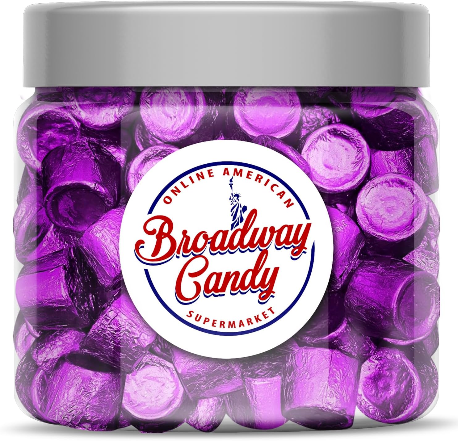 Broadway Candy Sweets Jar 650g - Rolo Dark Chocolate & Salted Caramel - Individually Wrapped in Purple Foil - Approximately 100 Pieces