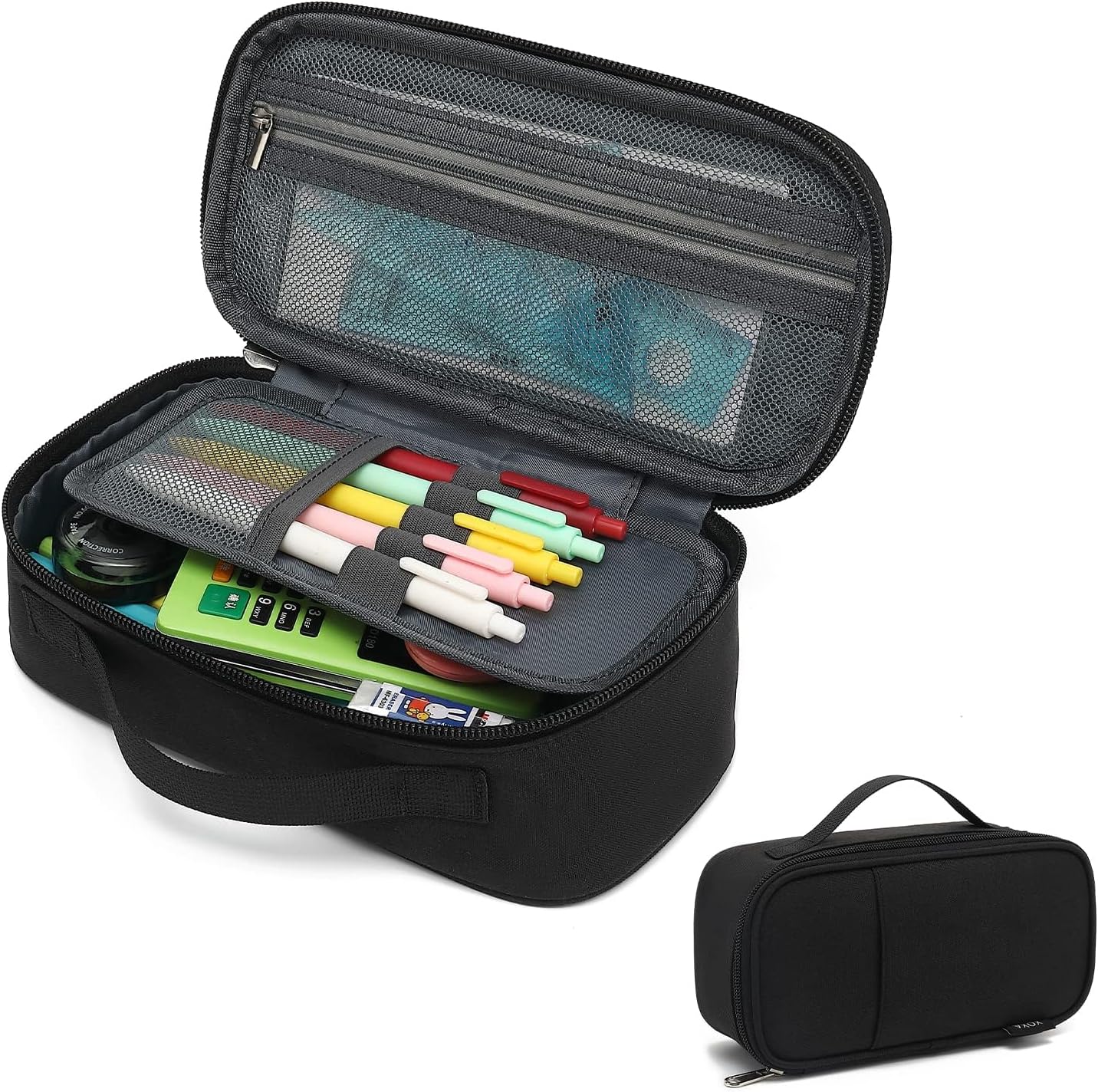 XQXA Large Capacity Pencil Case Multi-Slot Pencil Pouch Durable Pencil Box Portable Makeup Bag with Handle for Office