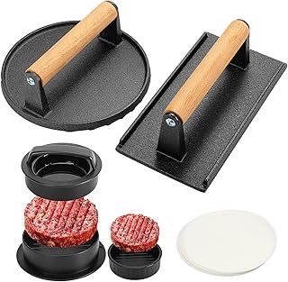 Generic 3PCS Smash Burger Press Kit - 3 in 1 Stuffed Burger Press Patty Maker - Round and Rectangular Blackstone Burger Press，Non Stick Kitchen Barbecue Tool for Stuffed Burgers, Beef Burger
