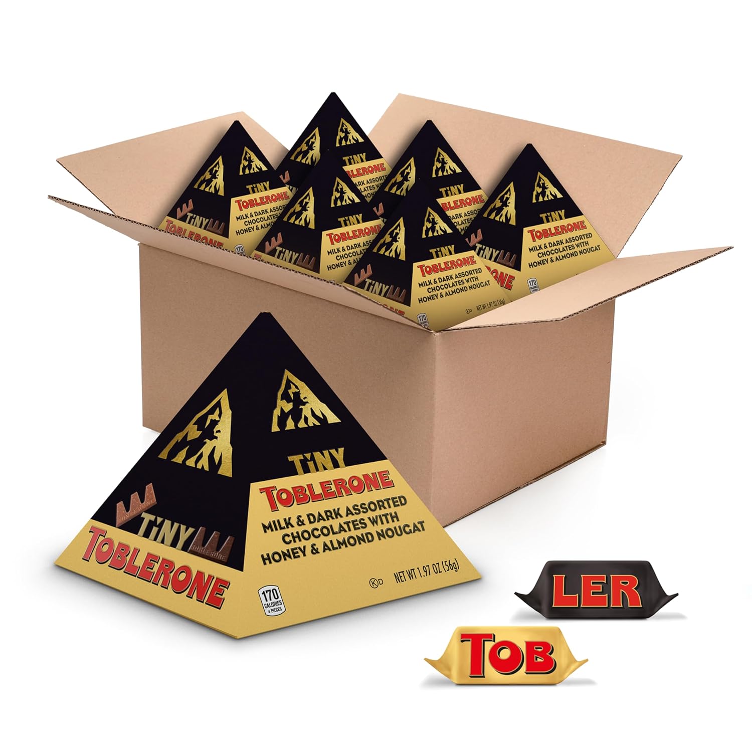 Toblerone Tiny Chocolate Gift Box Variety Pack (Milk Chocolate and Dark Chocolate Bars), 6 Boxes (42 Total Pieces)