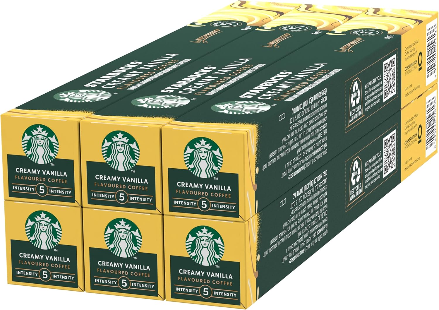 STARBUCKS Creamy Vanilla Flavoured Coffee by Nespresso, Blonde Roast, Coffee Capsules 6 x 10 (60 Capsules)
