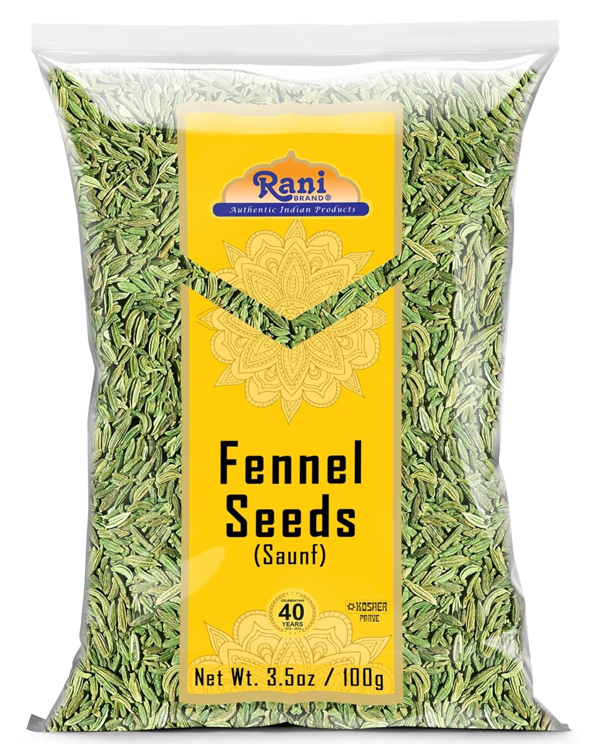 Rani Fennel Seeds (Saunf Sabut) Whole Spice 3.5oz (100g) ~ All Natural | Gluten Friendly | NON-GMO | Kosher | Vegan | Indian Origin