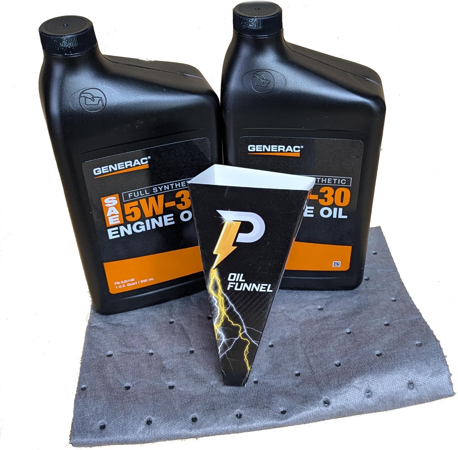 Generac 5W30 Full Synthetic Engine Oil Quart (Pack of 2) with Funnel