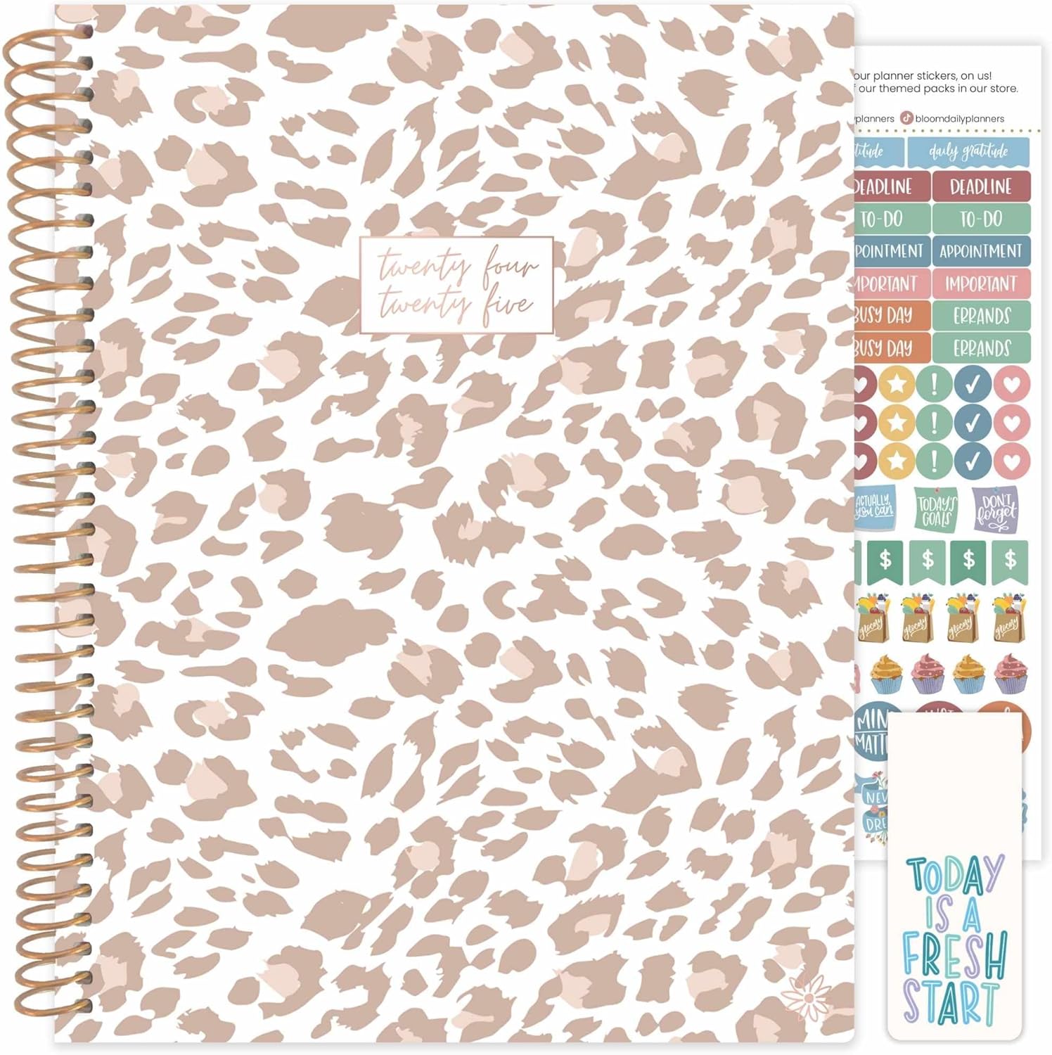 bloom daily planners 2024-2025 (8.5" x 11") Academic Year Day Planner (July 2024 - July 2025) - Weekly/Monthly Dated Agenda Organizer with Tabs - Tan Leopard