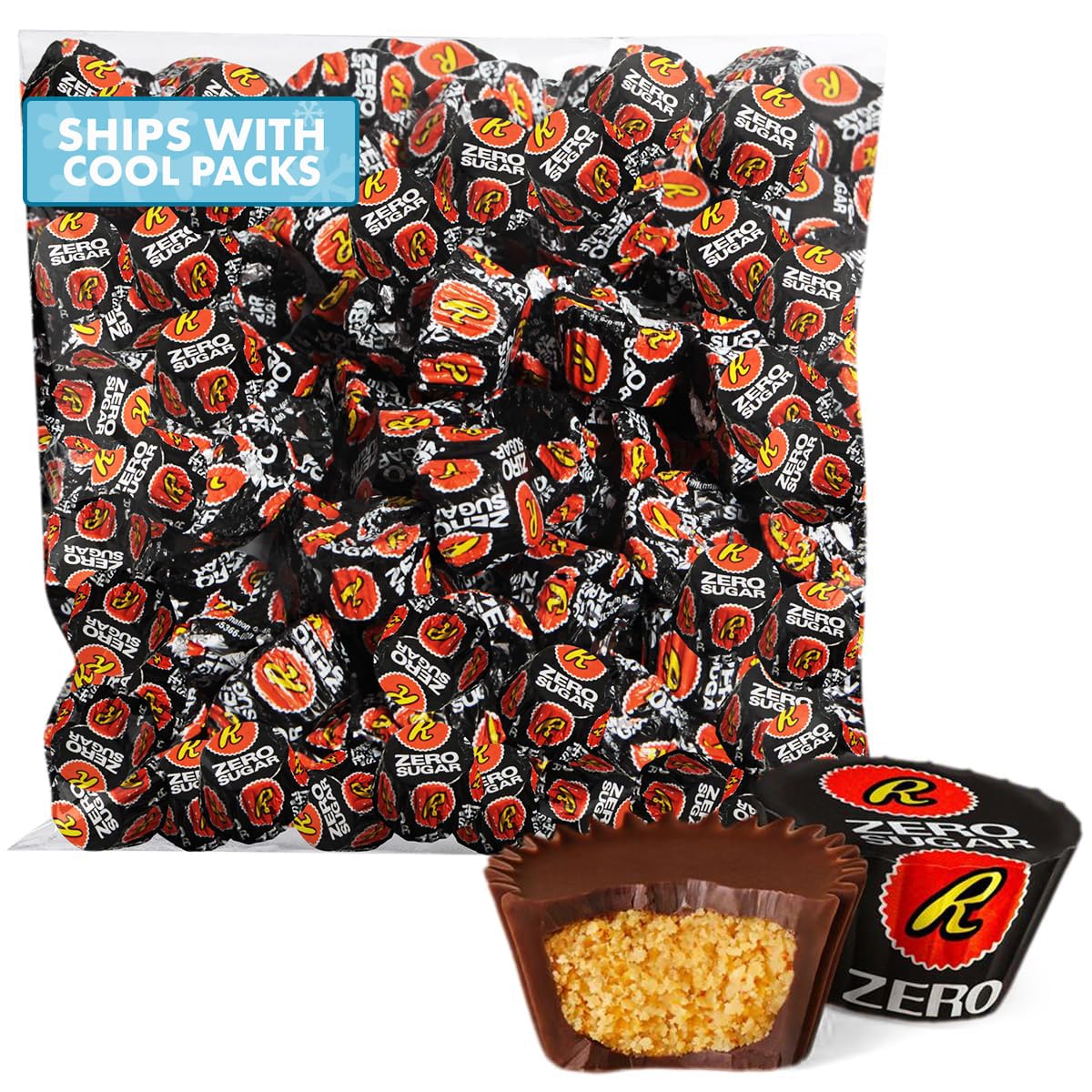 Zero Sugar Miniatures Dark Chocolate, 2 Pound Reese'sZero Sugar Peanut Butter Cups Delights, Indulgent Dark Chocolate Peanut Butter Cups For Enjoyment, Perfect For Snacking, Parties, and Gifts