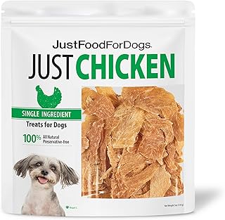 JustFoodForDogs Healthy Dog Treats, Single-Ingredient, Chicken Breast, Made in The USA 5 oz
