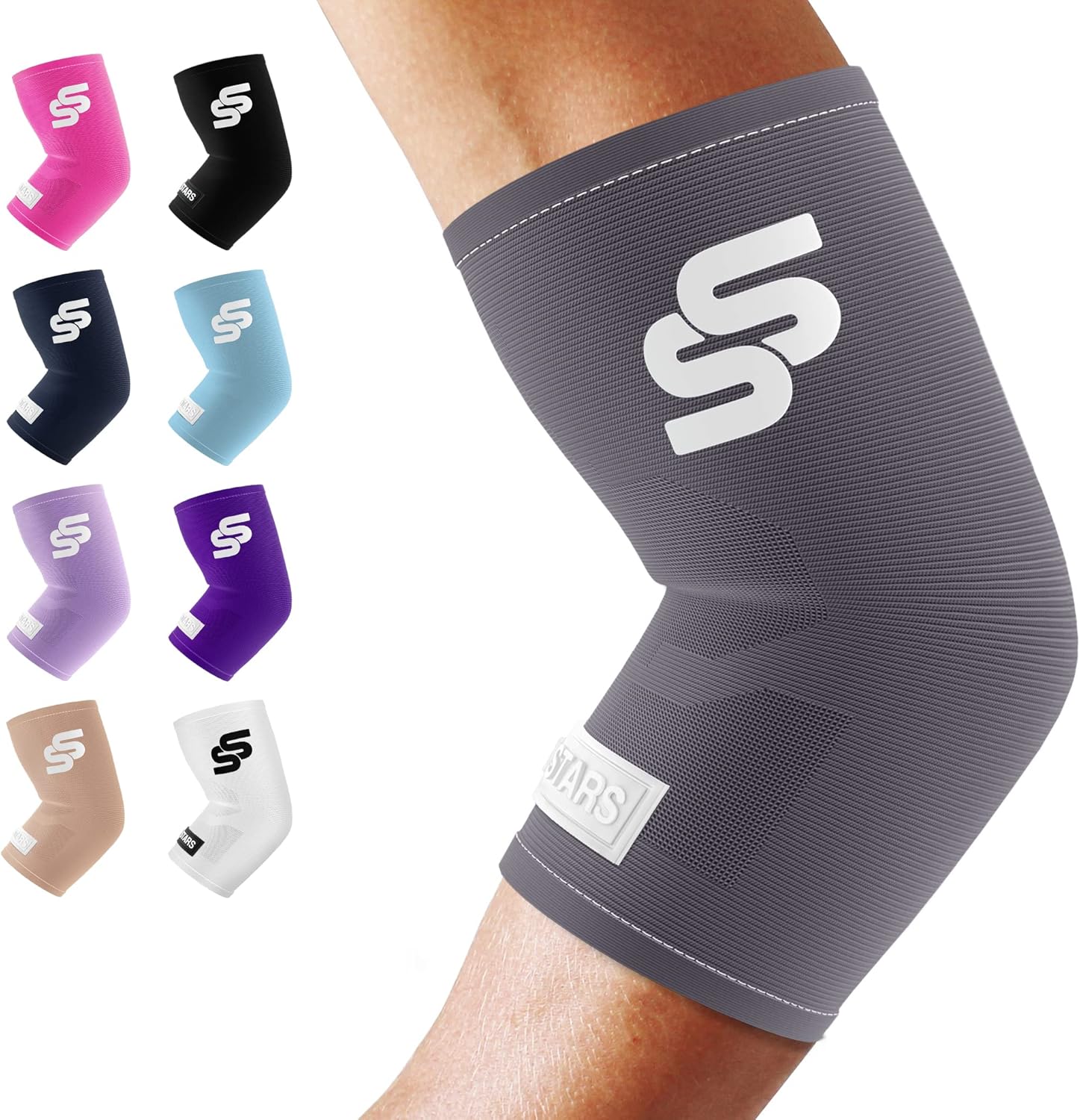 Sleeve Stars Elbow Sleeve for Pain Relief & Protection - Elbow Compression Sleeve for Women & Men - Supportive Elbow Brace for Tendonitis, Recovery & Ideal for Sports, Work