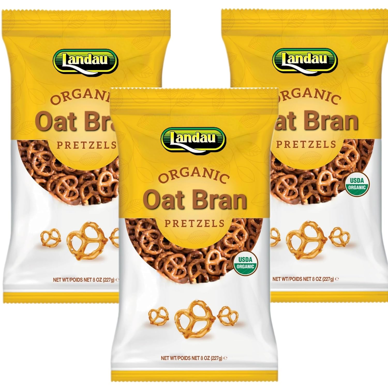 Just Grown Organic Oat Bran Pretzels, 8 oz (Pack of 3)