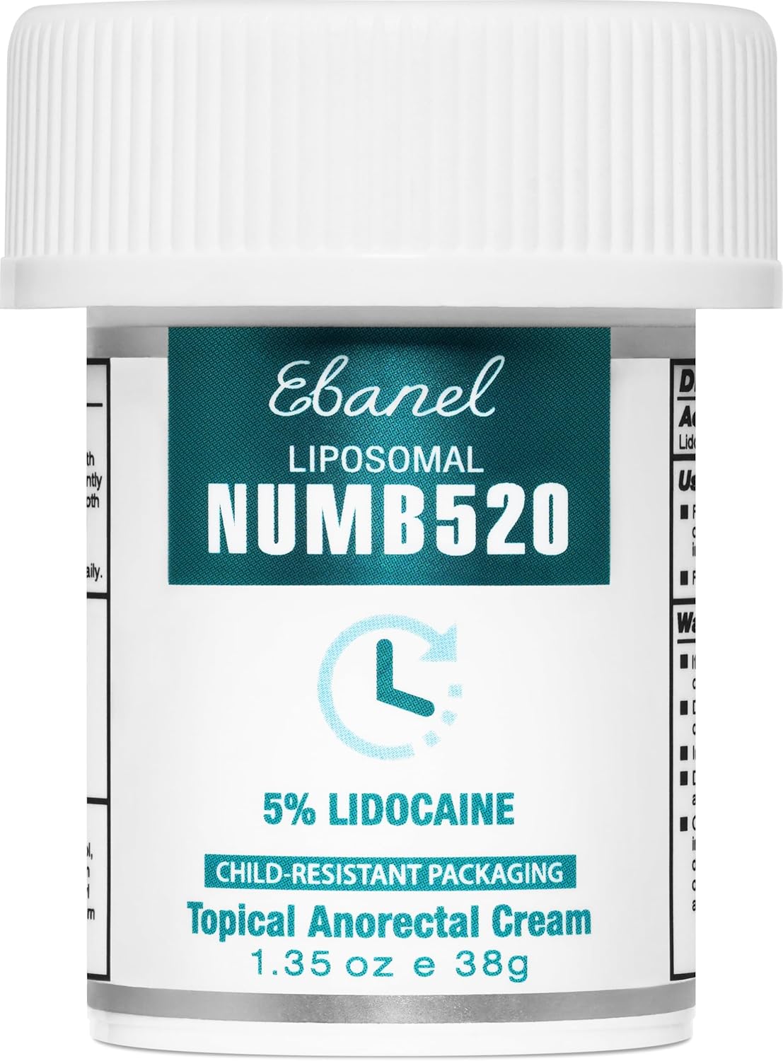 Ebanel 5% Lidocaine Numbing Cream, Pain Relief Burn Itch Numb Cream, Maximum Strength Topical Anesthetic with Allantoin, Vitamin E for Local and Anorectal Uses, Hemorrhoid Treatment, 1.35 Oz