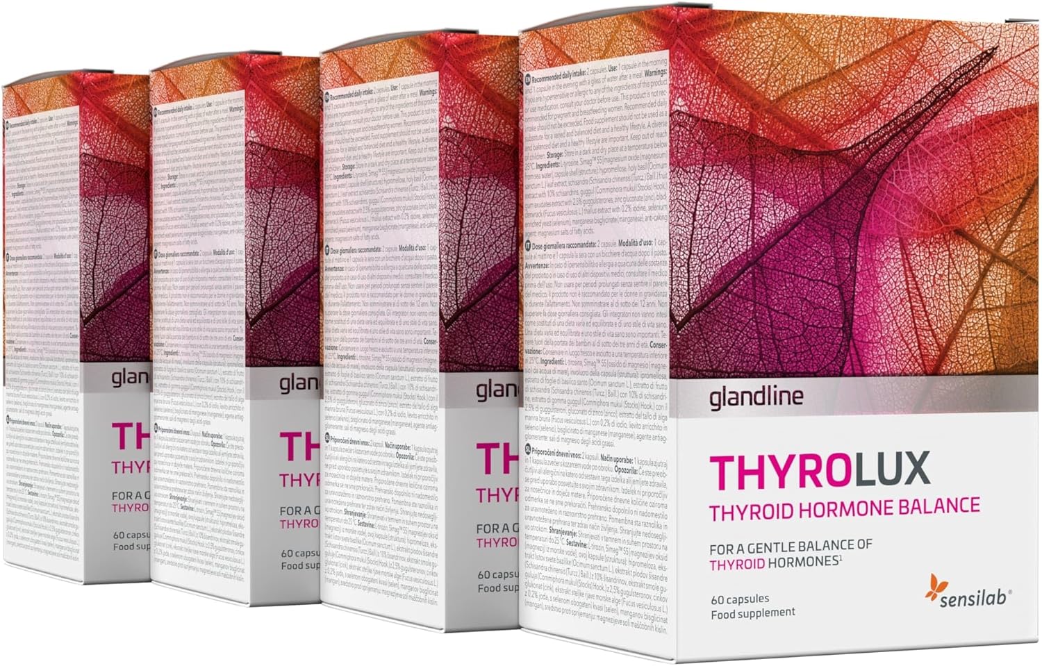 Thyrolux - Thyroid - Iodine Tablets - L-Tyrosine, Iodine, Selenium, Magnesium, Royal Basil, Schisandra, Zinc, Manganese - Nutrients and Minerals of Plant Origin - 240 Capsules - Sensilab