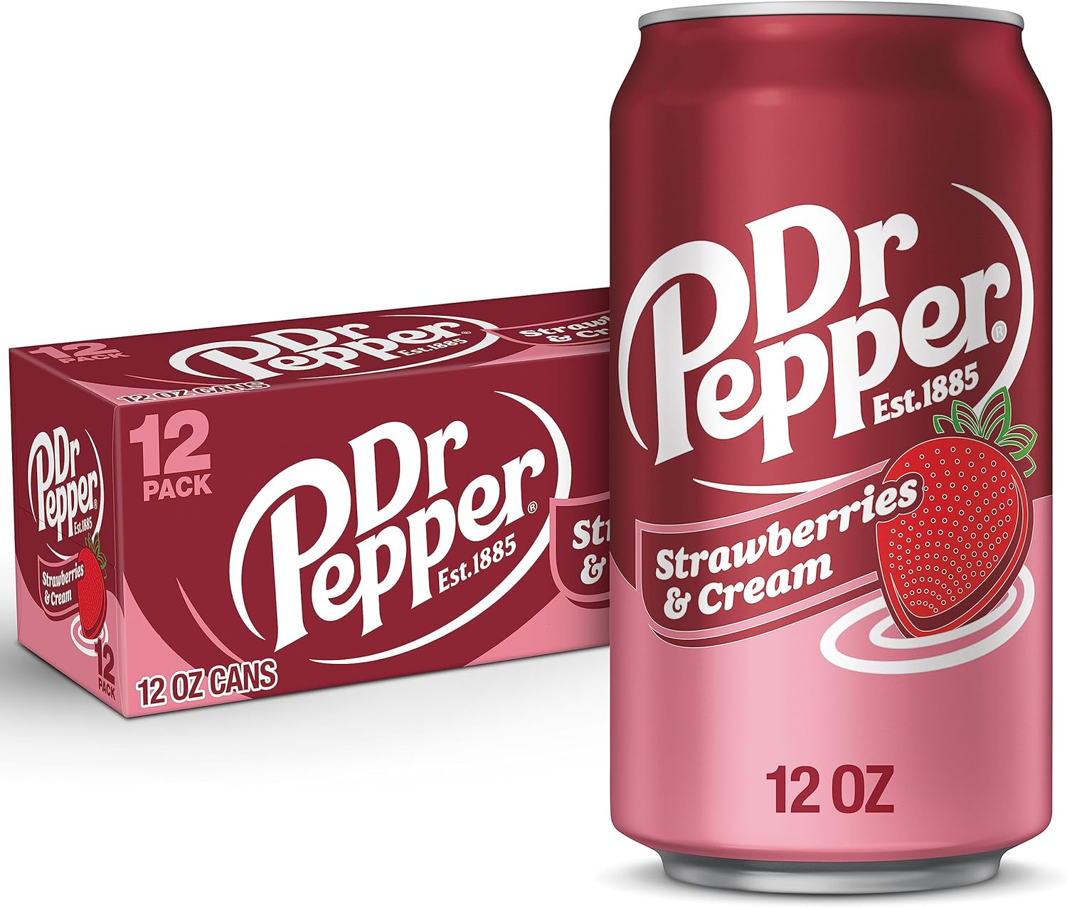 Dr Pepper Strawberries and Cream Soda, 12 fl oz cans, 12 Pack