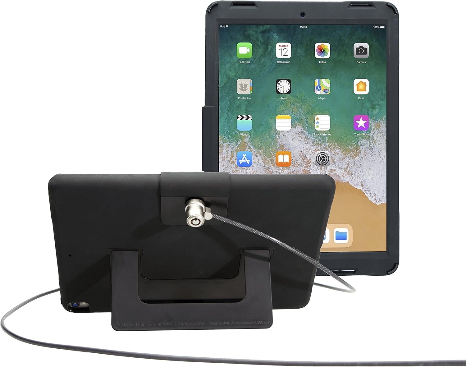 CTA Digital Security Case with Kickstand and Anti-Theft Cable for iPad Air 3 (2019) and iPad Pro 10.5 (PAD-SCKT) Black