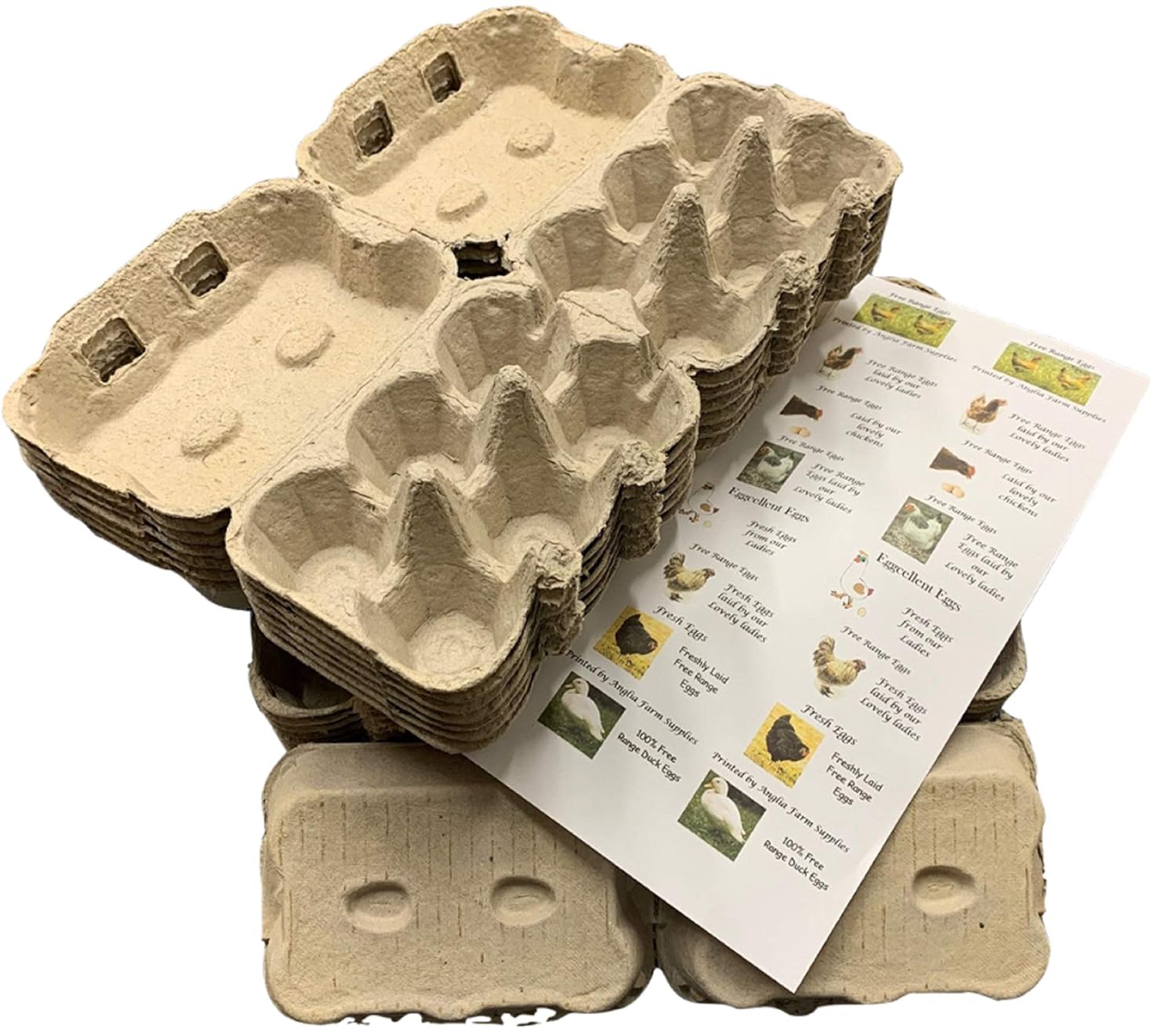 50 x Fresh Barn Style Egg Boxes - Grey - Side Opening Cartons - includes 24 labels