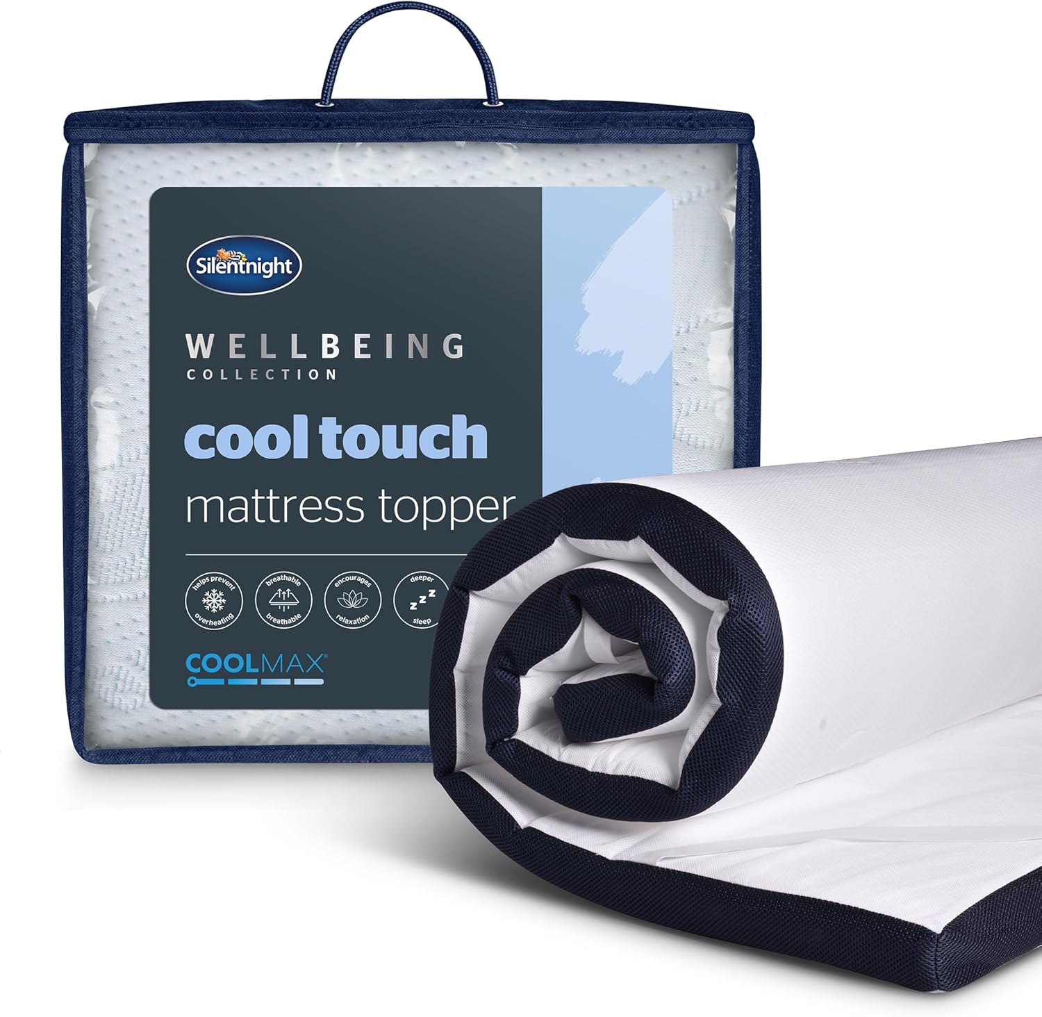 Silentnight Cooling Double Mattress Topper - Extra Thick 8cm Deep Memory Foam Cool Mattress Topper Pad Perfect for Overheaters Machine Washable Cover - Double Bed