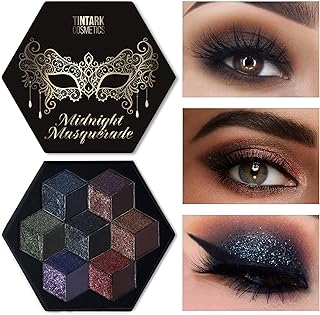 Black Smokey Eyeshadow Makeup Palette, Dark Smoky Eye Shadow Palettes for Halloween Goth Make up Glitter Shimmer Matte Pallets, Midnight Masquerade 21 Colors Brown Neutral Naked, Talc Free