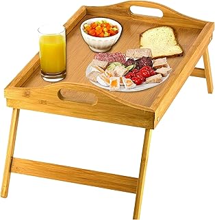 Home-It Large Bed Table Tray with Folding Legs - Breakfast Tray with Handles - Bamboo Bed Tray for Bed, Sofa, Eating and Laptops, Snacking and Working