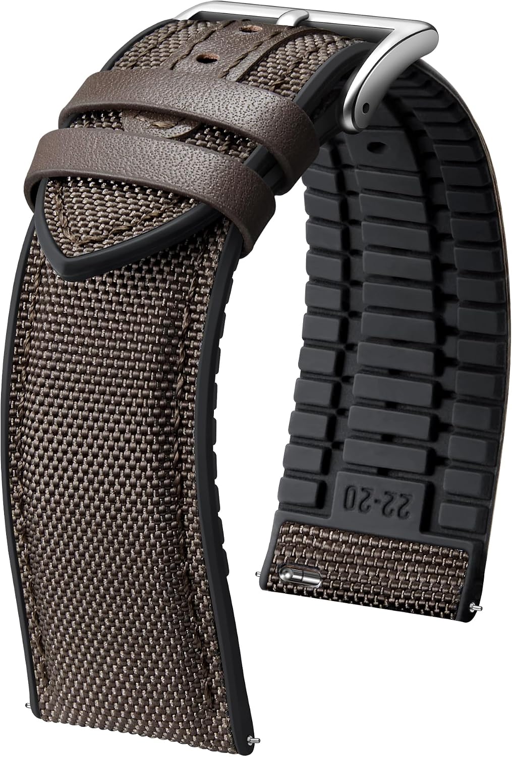 BINLUN Nylon Silicone Watch Bands 18mm 19mm 20mm 21mm 22mm Quick Release Canvas Rubber Hybrid Watch Strap Replacement Watchband for Men Women 9 Colors Silver/Black Buckle