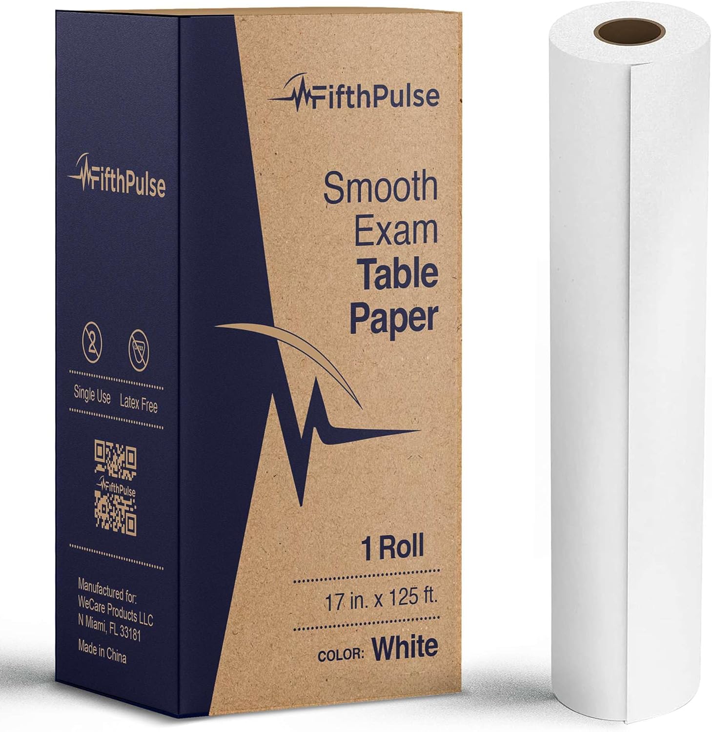 Medical Exam Table Paper 17"x125 Feet - 1 Roll of Disposable White Table Paper Rolls for Doctor's Offices, Chiropractors, and More - Latex Free Bed Sheet