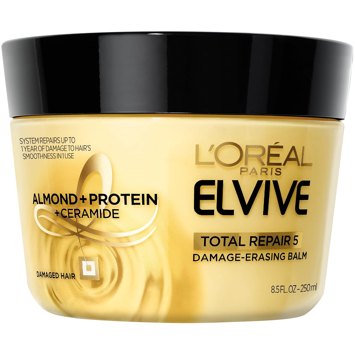 L'Oreal Paris Hair Expert Total Repair 5 Damage-Erasing Balm, Deeply repairs and reconstructs- dry, chemically treated hair, 8.5 oz. (Packaging May Vary)