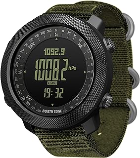 North Edge Apache Tactical Sports Watches for Men , Outdoor Survival Military Compass Rock Solid Digital Watches with Durable Band, Steps Tracker Pedometer Calories (Green)…