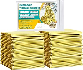 General Medi Emergency Blanket (12-Pack), Emergency Gold Foil Blanket– Perfect for Outdoors, Hiking, Survival, Marathons or First Aid