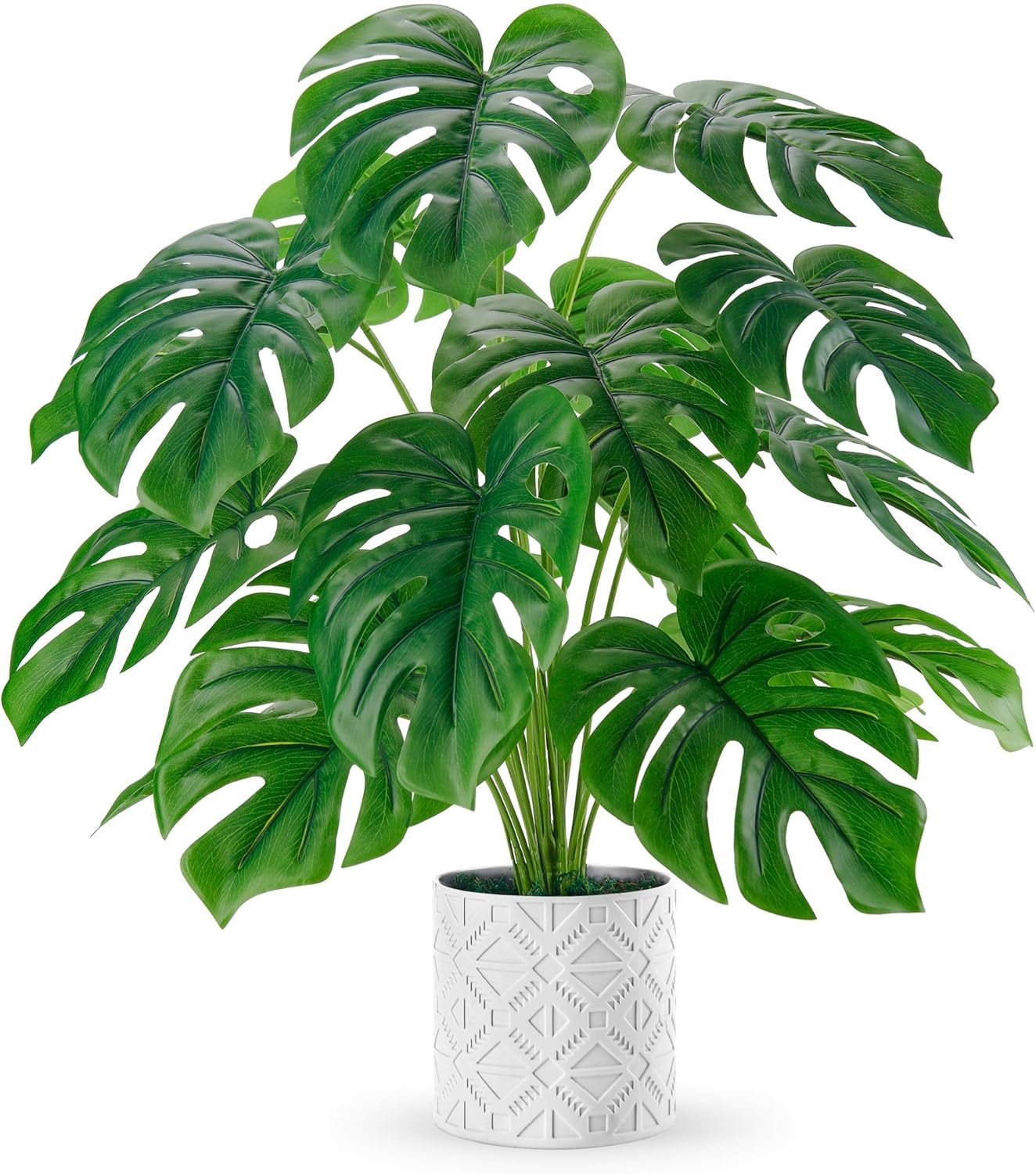 Der Rose Artificial Plants Indoor Large 28'' Fake Monstera Faux Potted Plants Indoor Tall for Home Farmhouse Bedroom Living Room Decor