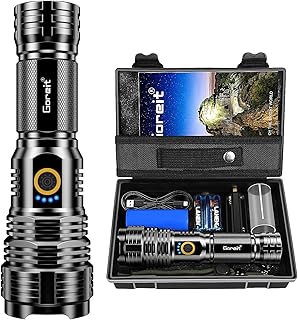 Flashlights LED High Lumens Rechargeable, Goreit 950000 Lumens XHP70.2 Super Bright Flashlight, Flash Light Battery Powered, Powerful Handheld Flashlight with holster for Emergency Camping Hiking Gift