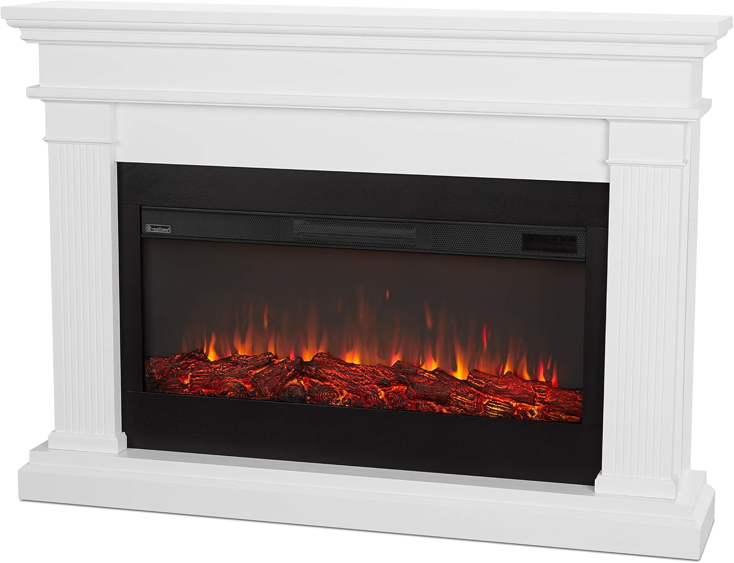 Real Flame Beau 59" Landscape Electric Fireplace with Mantel for Living Room or Bedroom, Replaceable Fireplace Insert Heater, Realistic Log and Flame Effect, Remote Control, Timer