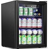 Antarctic Star 1.7 cu.ft.Beverage Refrigerator Small Mini Fridge 68 Can,with Glass Door Freestanding Small Fridge with Electronic Temperature Control for Home Bar,black