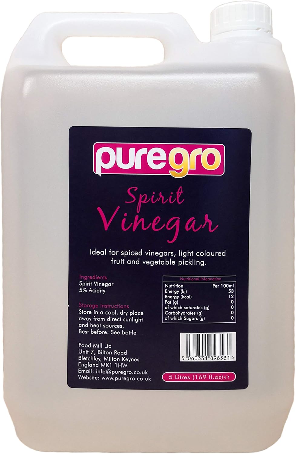 Puregro White Spirit Vinegar, 5 litres