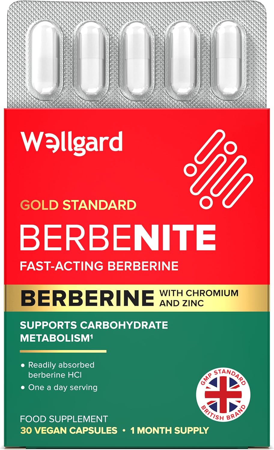 Wellgard Berbenite for Metabolic Support - Highly Bioavailable Berberine with Zinc and Chromium
