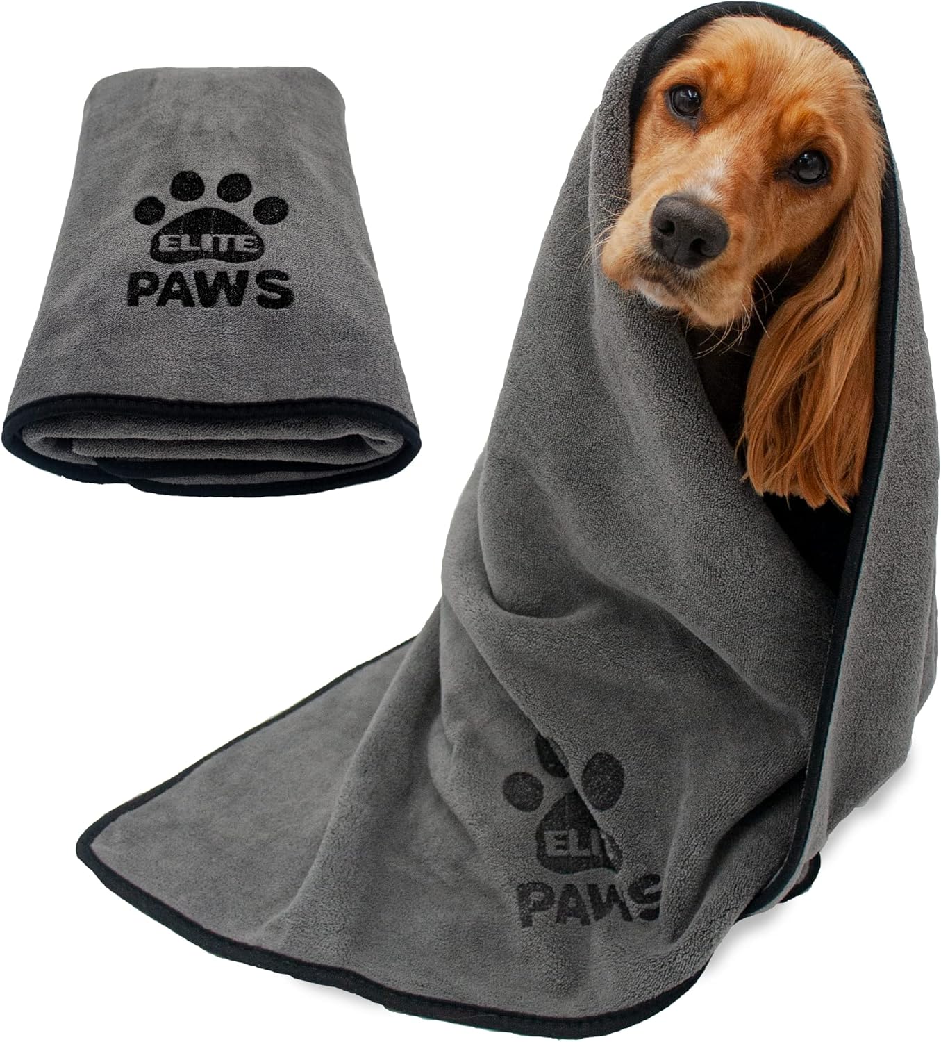 Elite Paws™ UK: Ultra-Absorbent Luxury Dog Towel, Thicker Than Most, Super Soft Microfibre, Dries Pets Quickly, Large 140x70cm, Fast-Drying, Doubles as a Cozy Puppy Blanket, Machine Wash & Dry -1 Pack