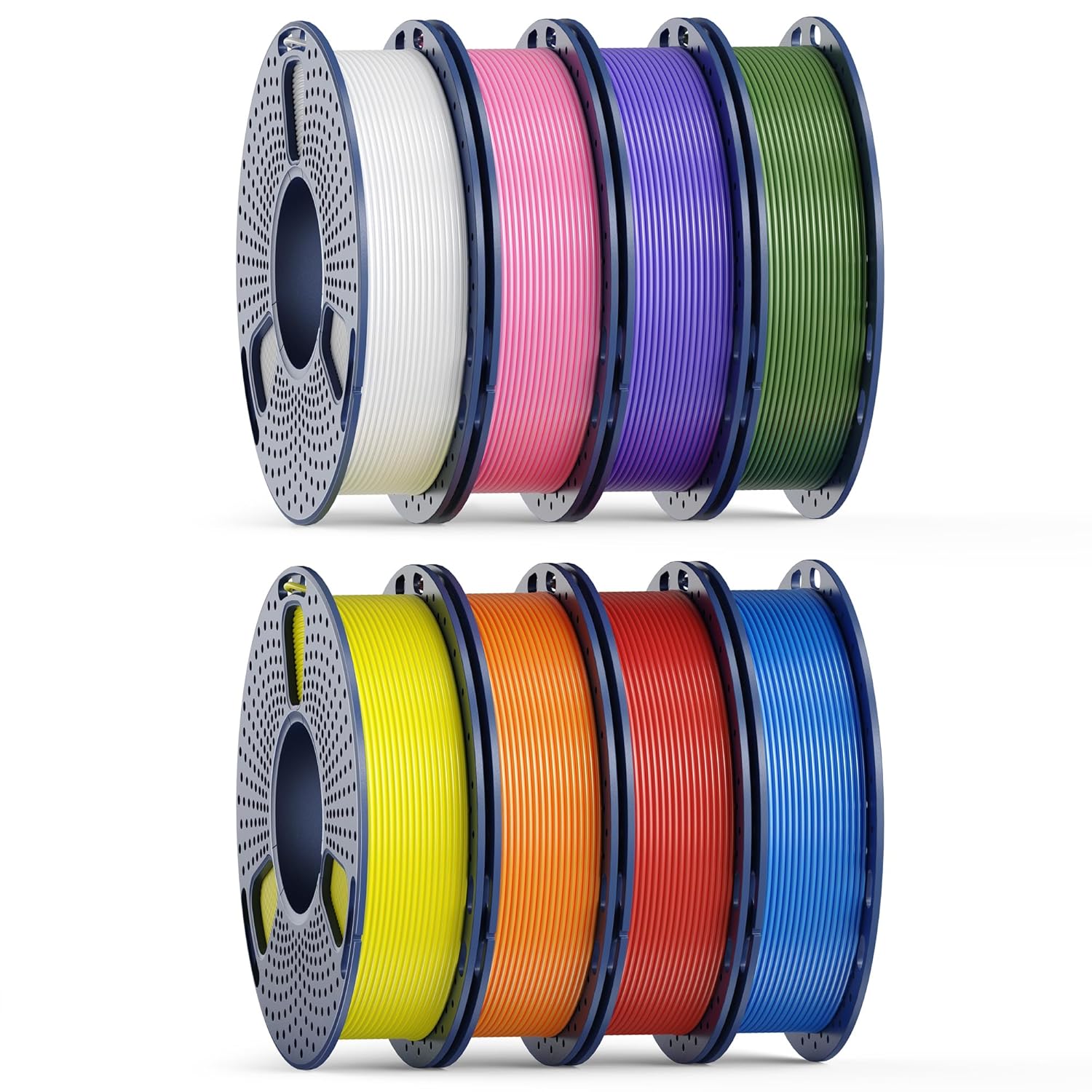 250g High Speed SUNLU PLA Filament 1.75mm Bundle, 250g Spool, 8 Rolls, White+Blue+Red+Yellow+Pink+Orange+Olive Green+Lavender Purple