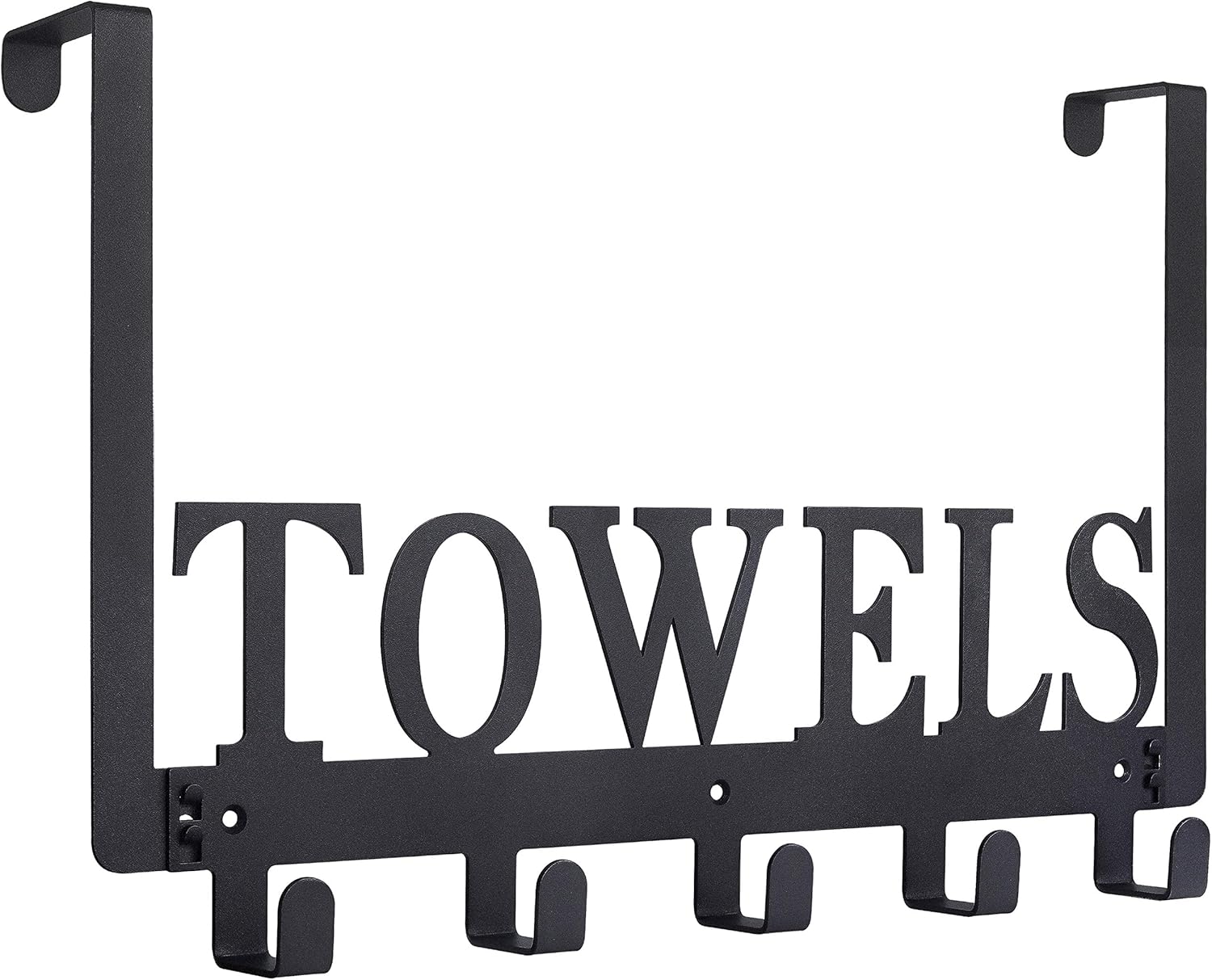 Over The Door Hooks - Towel Holder for Bathroom, Bedroom, Kitchen & Pool - Sandblasted Black Metal Wall Mount