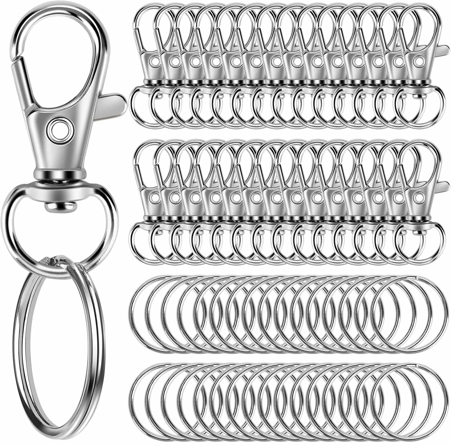 60PCS Keychain Making Kit, Including 30PCS Keychains Clips Hooks and 30PCS Key Chain Rings, Lobster Claw Clasps with Keychains Rings Accessories for Jewelry Making
