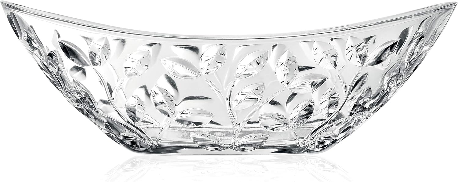 Lorren Home Trends Laurus 13.5" Crystal Oval Bowl