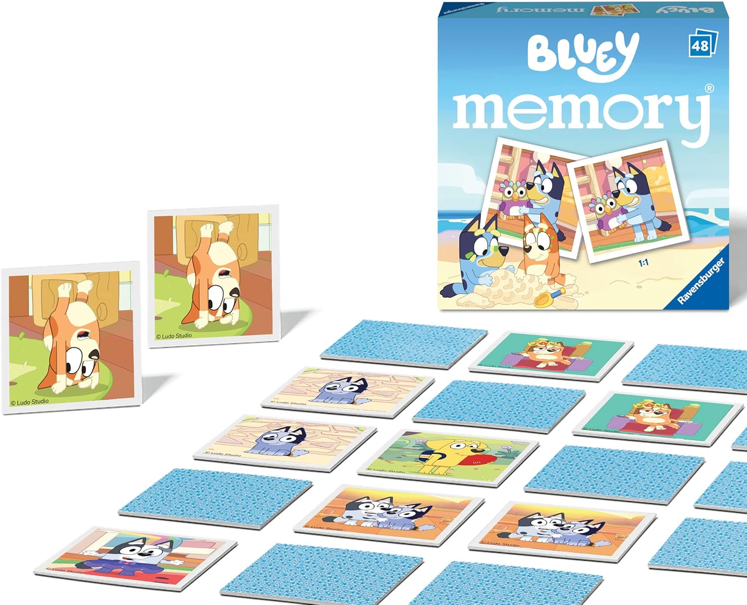Ravensburger Bluey Mini Memory Game - Matching Picture Snap Pairs Game For Kids Age 3 Years and Up