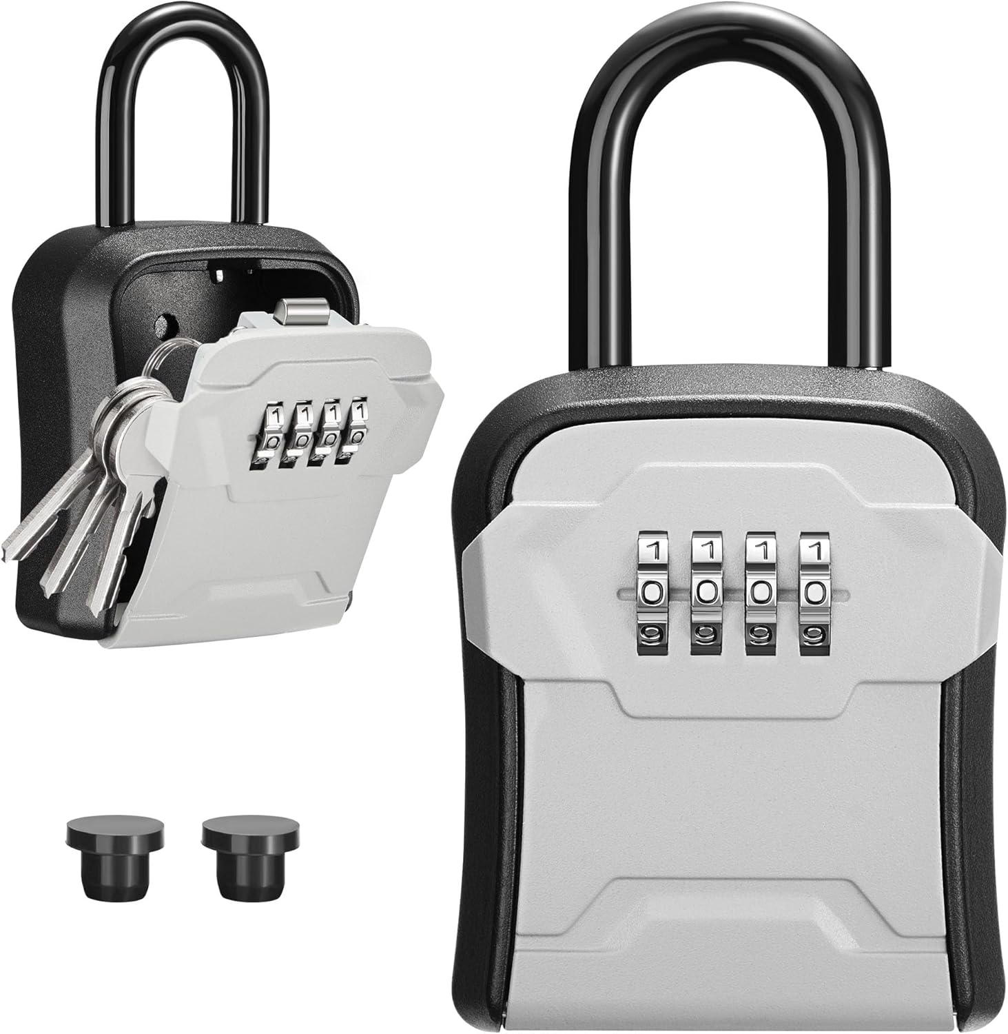 Puroma Lock Box, Key Lock Box Wall Mount & Portable Combination Lockbox with Resettable Code, Security Lockbox for Outside House Keys, Apartment Realtors Spare Keys Storage (1 Pack, Gray)