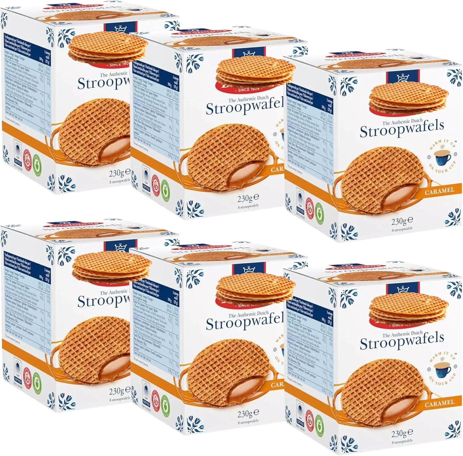 Dutch Stroopwafels Bundle with 6 x Caramel Wafers 230g (48 Biscuits)