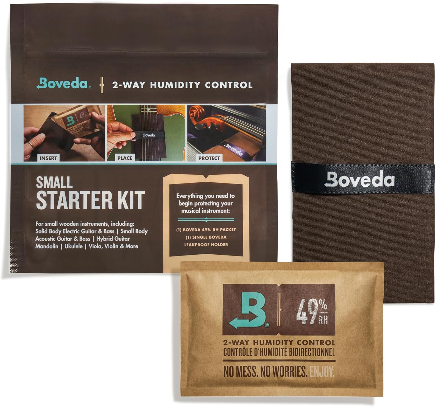 Boveda Music Small Starter Kit - (1) 49% RH Standard Boveda - Ideal Two-Way Humidty Control for MOST CLIMATES - For Ukulele, Violin, Clarinet & Other Small Wooden Instruments