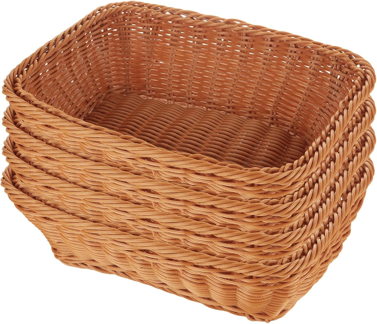 STARVAST 4 PCS Wicker Bread Basket, 11.8 Inch Imitation Rattan Woven Bread Baskets, Rectangular Food Serving Baskets for Table, Candies, Crackers, Fruit, Vegetables, Restaurant,Home Kitchen