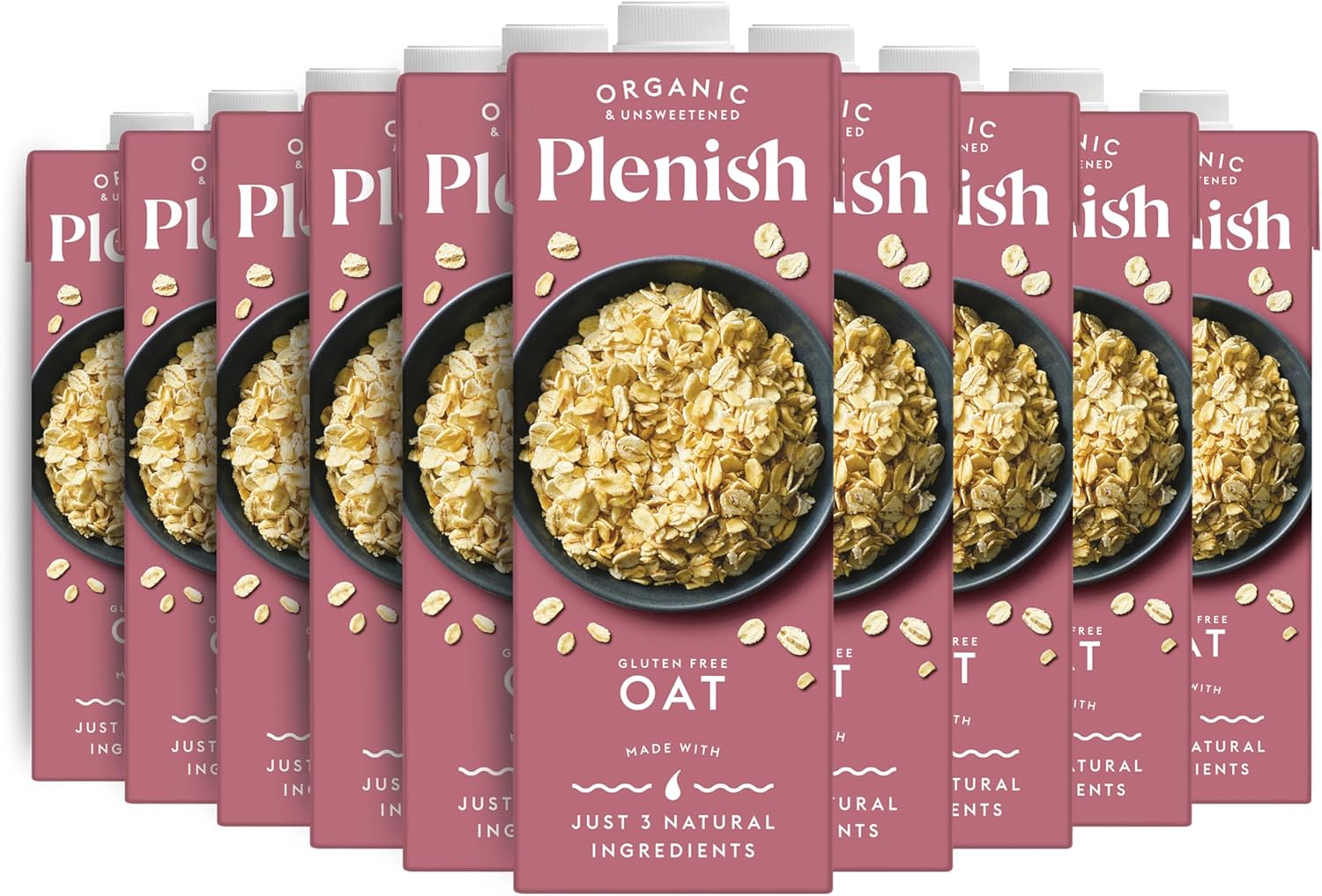 Plenish Organic Unsweetened Oat Milk 1L (Pack of 8)