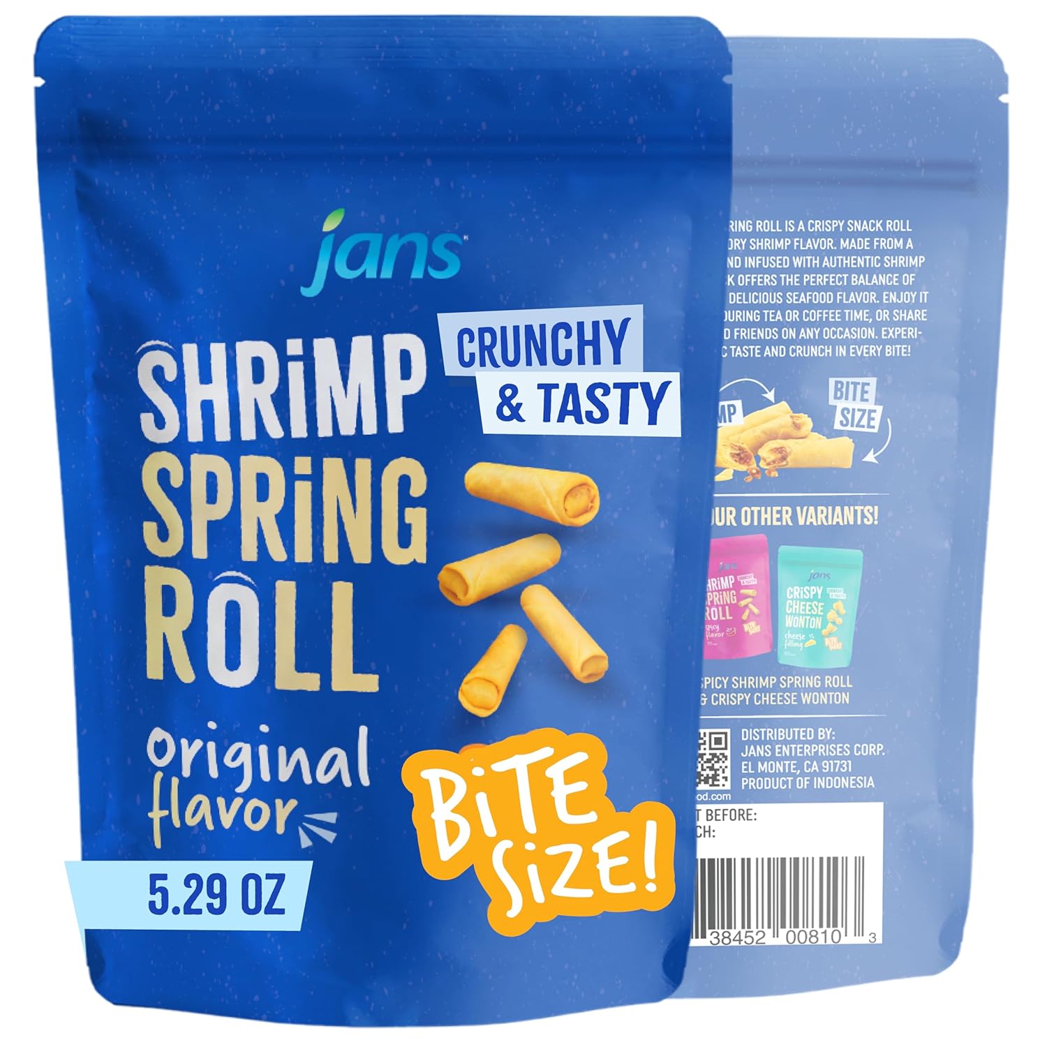 Jans Crispy Asian Snacks Bites, 5.29 oz Resealable Snack Bag (1-Pack, Shrimp Spring Roll)