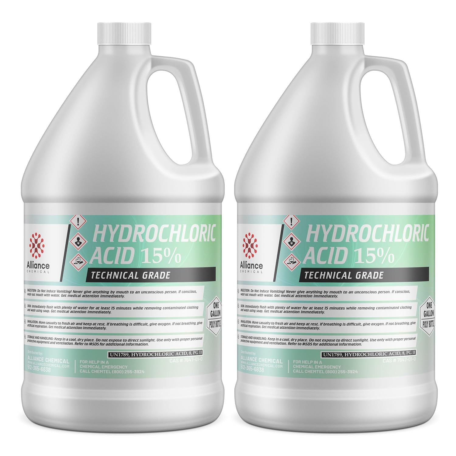 Hydrochloric Acid 15% Technical Grade - 2 Gallons – for Industrial Cleaning, pH Adjustment, Metal Surface Treatment, and Chemical Processing