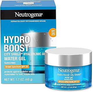 Neutrogena Hydro Boost Face Moisturizer with SPF 25, Hydrating Facial Sunscreen, Oil-Free and Non-Comedogenic Water Gel Face Lotion 1.7 oz