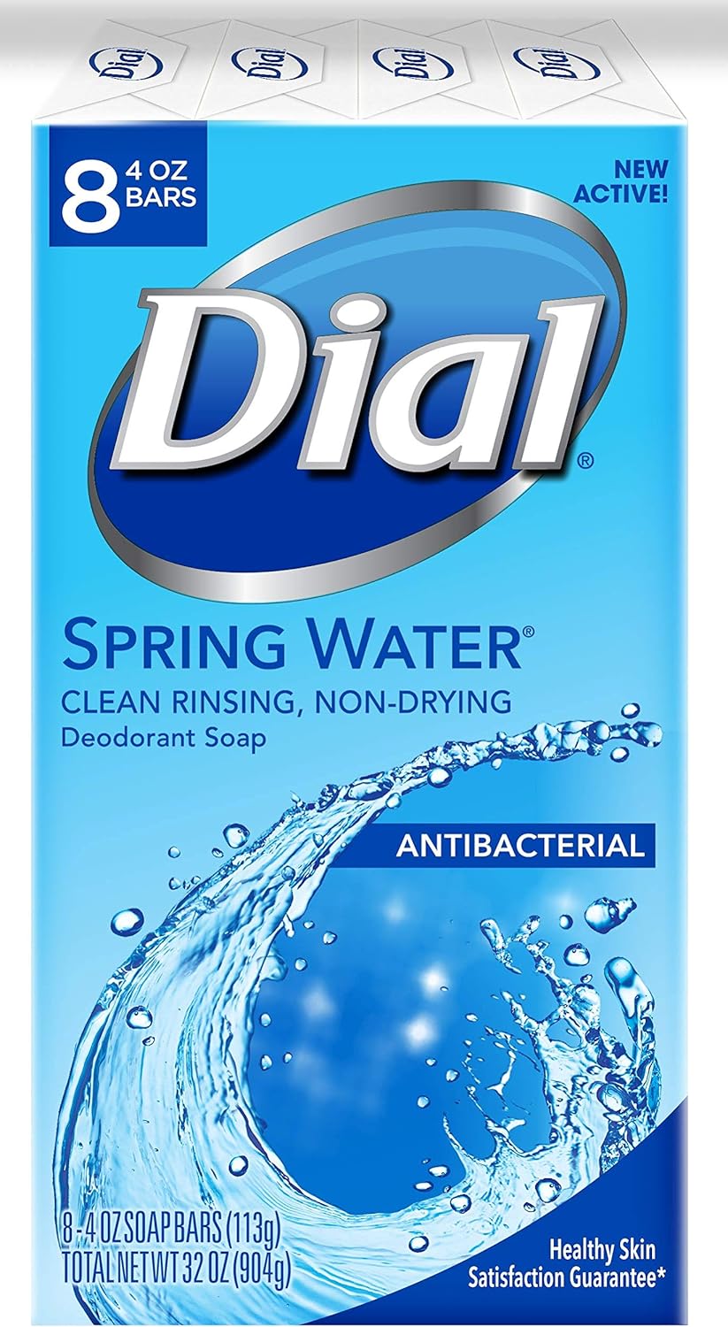 Dial Complete Antibacterial Bar Soap, Spring Water, 4 Ounce (Pack of 8)