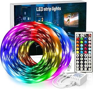 DAYBETTER Led Strip Lights 32.8 ft RGB Color Changing Lights Strip for Bedroom, Desk, Home Decoration, with Remote and Power Supply